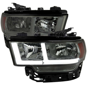 Spec-D Smoked Headlights w/ Chrome Housing | SPE 2LH-RAM1925G-G3-RS