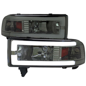 Spec-D Smoked Headlights w/ Chrome Housing & Amber Reflector | SPE 2LH-RAM94G-G3-RS