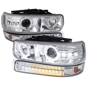 Spec-D Chrome Dual Halo Projector Headlight w/ LED Signal Light | SPE 2LBLHP-SIV99CLED-RS