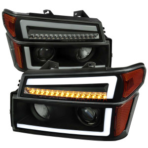 Spec-D Smoked Projector Headlights w/ Sequential Turn Signal & Black Housing | SPE 2LCLHP-COL04SM-RS