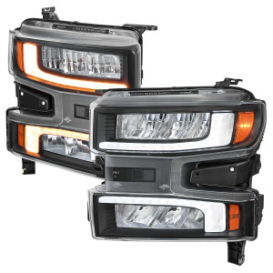 Spec-D LED Headlights w/ Sequential Turn Signal, Amber Reflector & Black Housing | SPE 2LHE-SIV1915JM-G3-RS