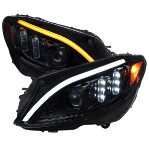 Spec-D Smoked Halo Projector Headlights w/ Sequential Turn Signal & Black Housing | SPE 2LHE-W20515G-SQ-TM