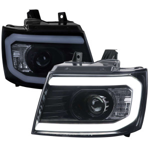 Spec-D Smoked Projector Headlight w/ Black Housing & Amber Reflector | SPE 2LHP-AVA07G-G2-TM