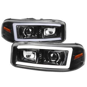 Spec-D Projector Headlights w/ Black Housing & Amber Reflector | SPE 2LHP-DEN00BK-G2-TM