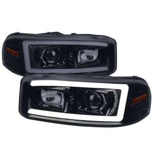 Spec-D Projector Headlights w/ Chrome Housing & Amber Reflector | SPE 2LHP-DEN00G-G2-TM