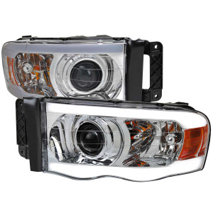 Spec-D Projector Headlights w/ Chrome Housing & Amber Reflector | SPE 2LHP-DGP02-G3-GO