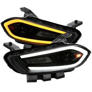 Spec-D Smoked Projector Headlights w/ Sequential Turn Signal, Amber Reflector & Black Housing | SPE 2LHP-DRT13SM-SQ-RS