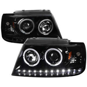Spec-D Smoked Projector Headlights w/ Black Housing | SPE 2LHP-EPOR02BK-TM