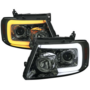 Spec-D Smoked Projector Headlights w/ Chrome Housing | SPE 2LHP-F15004G-SQ-RS