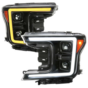 Spec-D Projector Headlights w/ Sequential Turn Signal & Black Housing | SPE 2LHP-F15018JM-SQ-RS