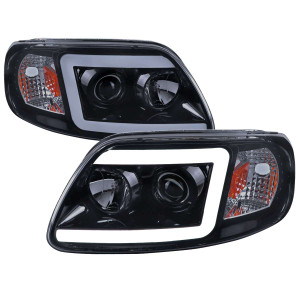 Spec-D Smoked Projector Headlight w/ Black Housing & Amber Reflector | SPE 2LHP-F15097G-G2-TM