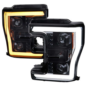 Spec-D Smoked Projector Headlights w/ Black Housing | SPE 2LHP-F25017G-TM