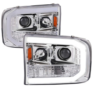 Spec-D Projector Headlights w/ Chrome Housing & Amber Reflector | SPE 2LHP-F25099-G2-TM