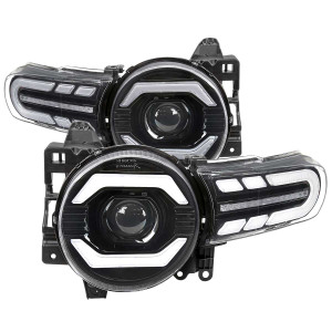 Spec-D Projector Headlights w/ Sequential Turn Signal, Amber Reflector & Black Housing | SPE 2LHP-FJ07JM-SQ-RS