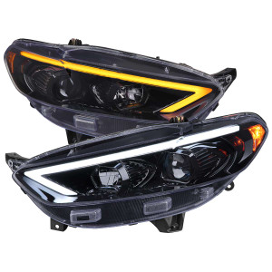 Spec-D Smoked Halo Projector Headlights w/ Sequential Turn Signal & Black Housing | SPE 2LHP-FUS13G-SQ-TM