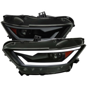 Spec-D Smoked Projector Headlights w/ Black Housing & Amber Reflector | SPE 2LHP-MST15SM-RS