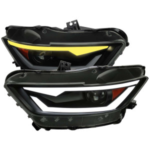 Spec-D Smoked Projector Headlights w/ Sequential Turn Signal, Amber Reflector & Black Housing | SPE 2LHP-MST15SM-SQ-RS