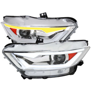 Spec-D Projector Headlights w/ Sequential Turn Signal, Amber Reflector & Chrome Housing | SPE 2LHP-MST15-SQ-RS