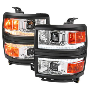 Spec-D Projector Headlights w/ Sequential Turn Signal, Amber Reflector & Chrome Housing | SPE 2LHP-SIV14-SQ-RS