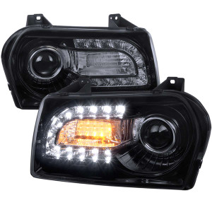 Spec-D Smoked Projector Headlights w/ Black Housing | SPE LHP-30005G-V2-TM