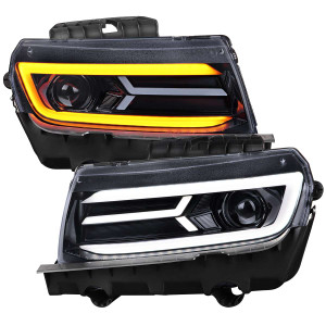 Spec-D Smoked Projector Headlights w/ Black Housing | SPE LHP-CMR14G-SQ-TM