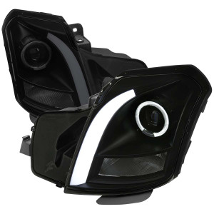Spec-D Smoked Projector Headlight w/ Sequential Turn Signal, No Reflector & Black Housing | SPE LHP-CTS03SM-G3-RS