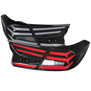 Spec-D Clear LED Tail Lights w/ Sequential Turn Signal & Black Housing | SPE LT-ACD184JM-SQ1-RS