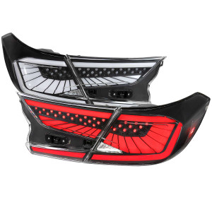 Spec-D Clear LED Tail Lights w/ Sequential Turn Signal & Black Housing | SPE LT-ACD184JM-SQ2-RS