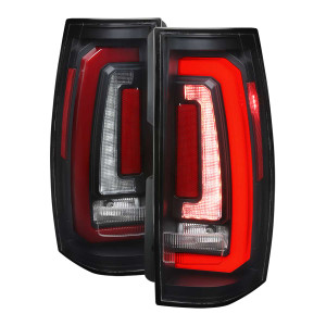 Spec-D Clear Red LED Tail Lights w/ Sequential Turn Signal & Black Housing | SPE LT-DEN07JRLED-SQ-RS