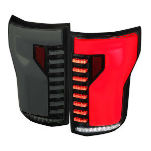 Spec-D Smoked Red LED Tail Light w/ Sequential Turn Signal & Black Housing | SPE LT-F15018BBLED-SQ-RS