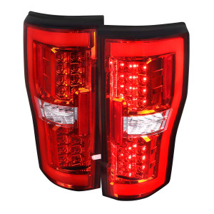 Spec-D Red LED Tail Light w/ Chrome Housing | SPE LT-F25017RLED-TM