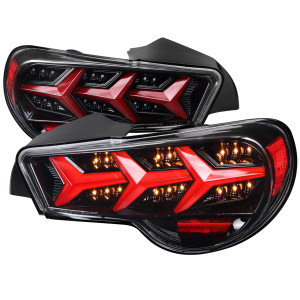 Spec-D Clear LED Tail Light w/ Sequential Turn Signal & Black Housing | SPE LT-FRS12BKLED-LB-TM