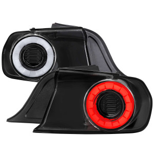 Spec-D Clear LED Tail Light w/ Sequential Turn Signal & Black Housing | SPE LT-MST15BWLED-SQ-TM