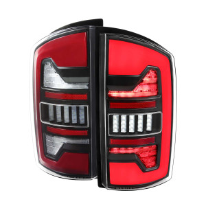 Spec-D Clear Red LED Tail Light w/ Black Housing | SPE LT-RAM02JRLED-G2-RS