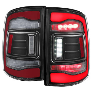 Spec-D Clear Red LED Tail Lights w/ Sequential Turn Signal & Black Housing | SPE LT-RAM13JRLED-SQ-RS