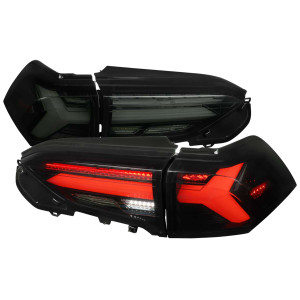 Spec-D Smoked Red LED Tail Lights w/ Sequential Turn Signal & Black Housing | SPE LT-RAV419BBLED-SQ-TM