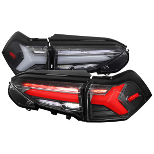 Spec-D Clear LED Tail Lights w/ Sequential Turn Signal & Black Housing | SPE LT-RAV419JMLED-SQ-TM