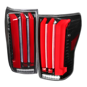 Spec-D Clear Red LED Tail Lights w/ Sequential Turn Signal & Black Housing | SPE LT-TUN07BKLED-SQ-RS