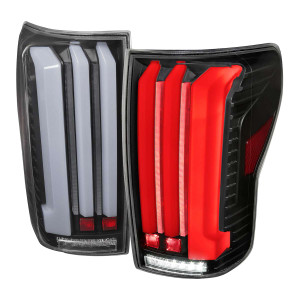 Spec-D Clear LED Tail Lights w/ Sequential Turn Signal & Black Housing | SPE LT-TUN07JMLED-SQ-RS