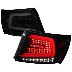Spec-D Smoked LED Tail Lights w/ Sequential Turn Signal & Black Housing | SPE LT-WRX084BBLED-SQ-TM