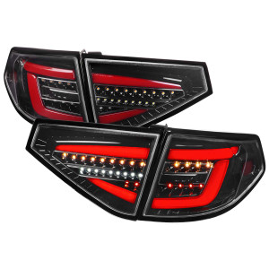 Spec-D Clear Red LED Tail Lights w/ Sequential Turn Signal & Black Housing | SPE LT-WRX085BKLED-SQ-TM