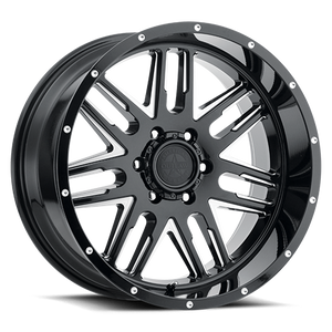 DOORBUSTER PRICING! - American Outlaw 12 Gauge Wheel 17x8.5 5x127 Gloss Black Milled 0mm | 129-7873GB