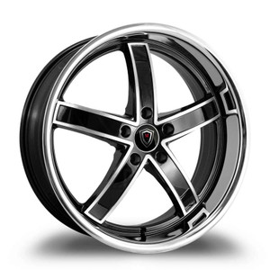 Marquee M5330A Wheels Rims 20x10.5 5x120 Black Machined W/ Stainless Lip 15mm | 5330A20105512015BMSL