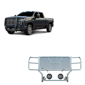 Black Horse Off Road Rugged Heavy Duty Grille Guard Kit | GDRD RU-CHSI30-B-PLFB