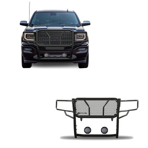 Black Horse Off Road Rugged Heavy Duty Grille Guard Kit | GDRD RU-GMSI14-B-PLFB