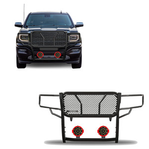 Black Horse Off Road Rugged Heavy Duty Grille Guard Kit | GDRD RU-GMSI14-B-PLR