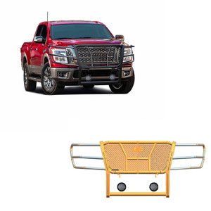 Black Horse Off Road Rugged Heavy Duty Grille Guard Kit | GDRD RU-NITI17-B-PLFB