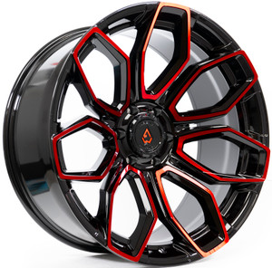 Arena A116 Cobra Wheel 22x10 6x139.7 Gloss Black Machined w/ Red Tint -18mm - FREE T-SHIRT INCLUDED!|A116220084N01820