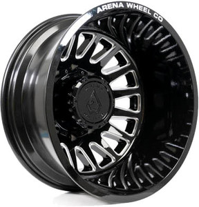 Arena A110 Rival Rear Dually Wheel 22x8.25 8x210 Gloss Black Milled -220mm - MINIMUM PURCHASE OF 4 WHEELS | A110228293N22016
