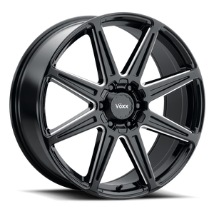 Vöxx Rocca Wheels Rims 20x8.5 6x120 6x139.7 Gloss Black Milled 45mm | ROC 285-6004-45 GBM
